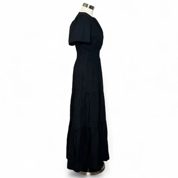 ANTHROPOLOGIE BLACK SOMERSET SHORT SLEEVE MAXI DRESS - Picture 6 of 13
